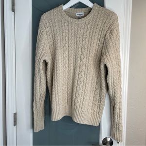 Goodfellow &Co | Fisherman Crewneck | Cableknit | Oatmeal | XL